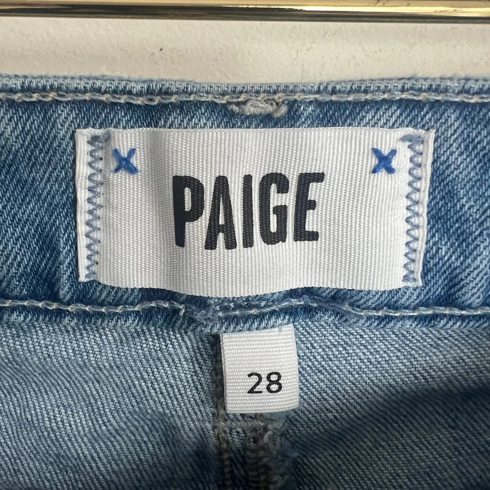 Paige Alexis Covered Button Fly‎ Tapered Barrel Jean in Exhibition Distressed